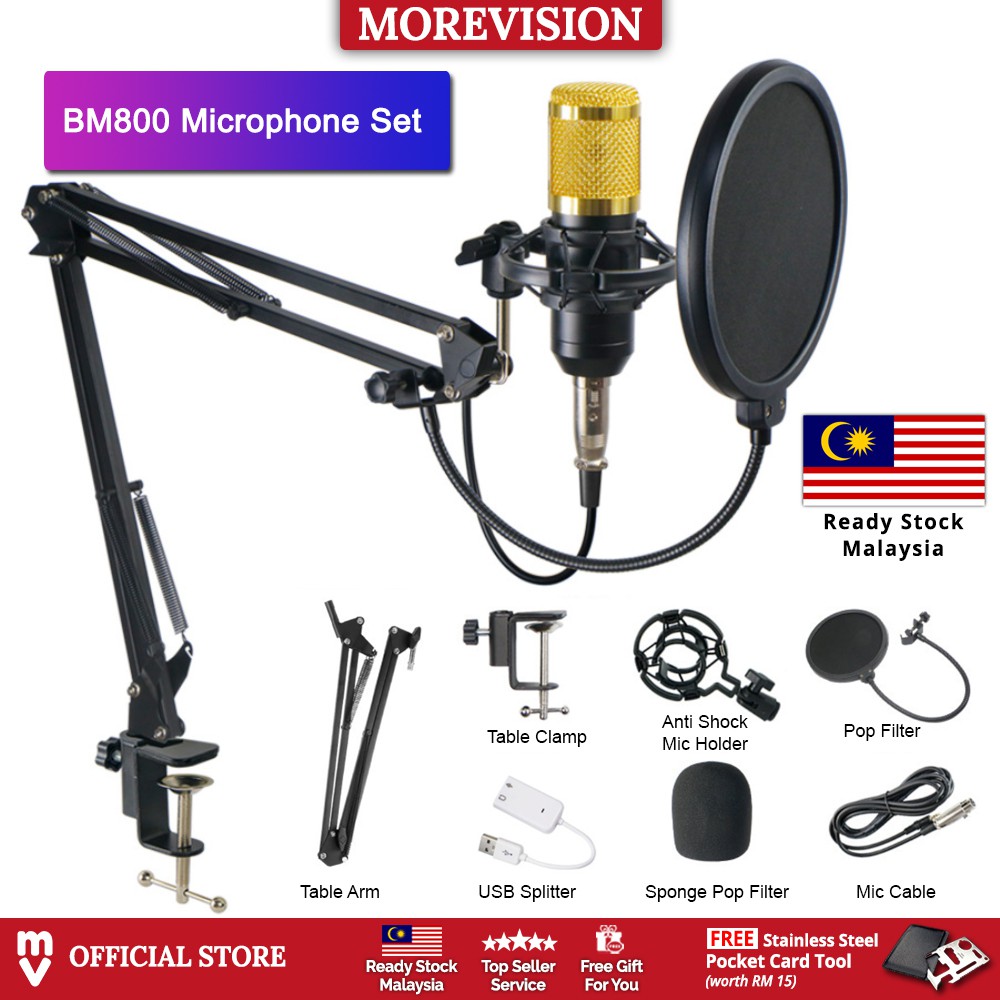 V8 +BM800 Mic Set Condenser Microphone Live Sound Card Bluetooth Audio