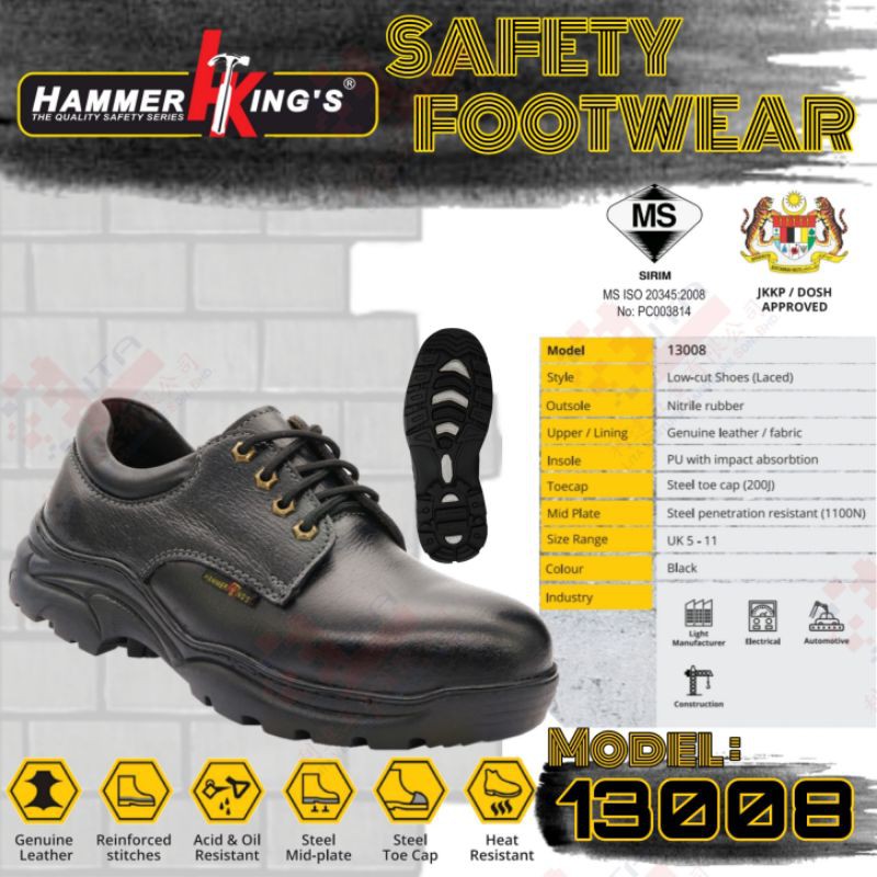 [100 ORIGINAL] HAMMER KING'S SAFETY SHOES SAFETY BOOTS KASUT BESI