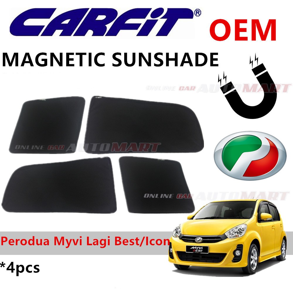 CARFIT OEM Magnetic Custom Fit Sunshade For Perodua Myvi Lagi Best/Icon (4pcs)