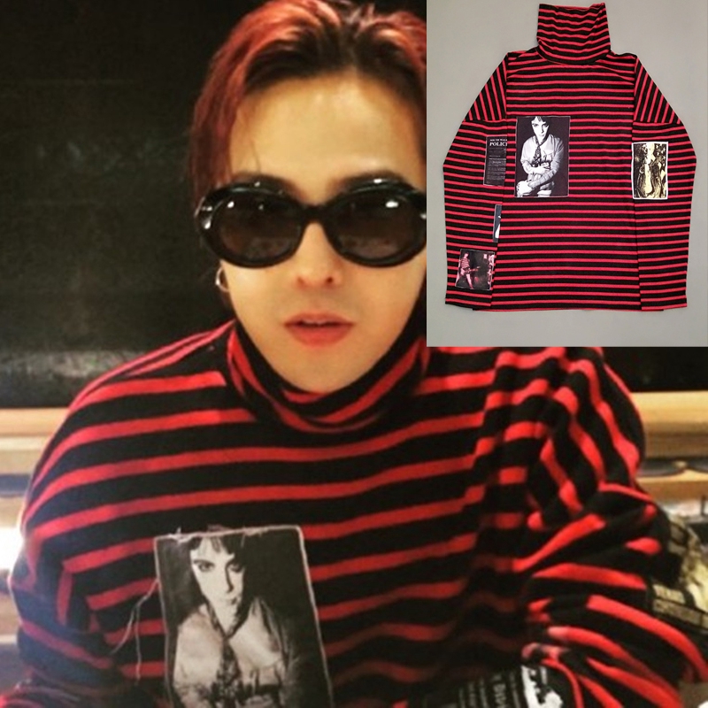 Bigbang Gd Clothes Long Sleeves Shirt Kpop G Dragon Stripe High Collar Hoodie Shopee Malaysia