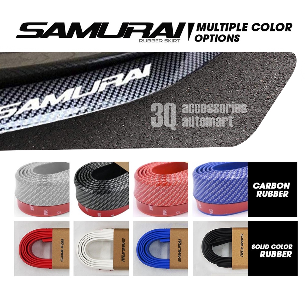 Samurai Rubber Skirt Carbon Black 3m Car Front Lip Bumper Rubber Protector Guard Proton Perodua Toyota Honda Suzuki Kia Shopee Malaysia