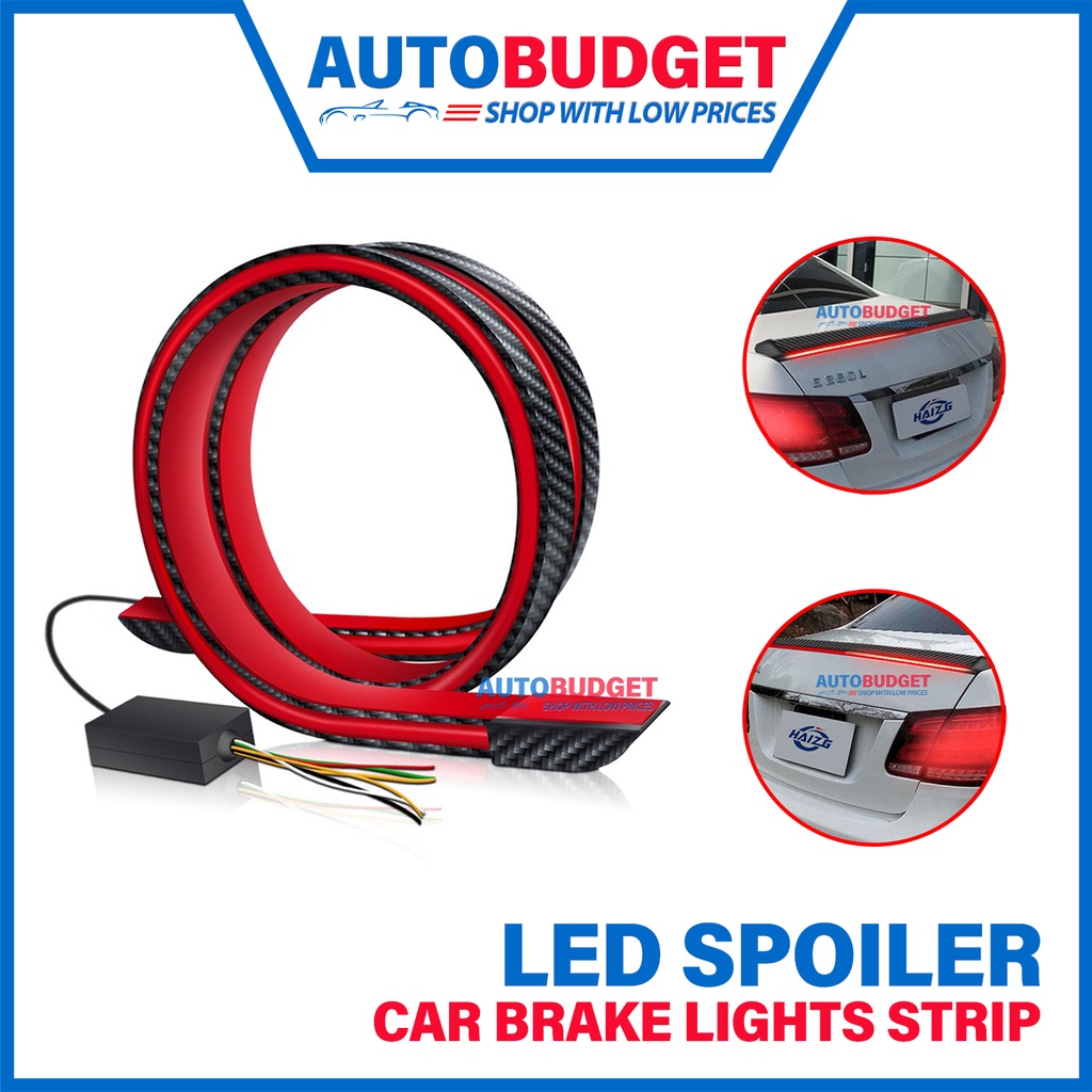 LED Spoiler Car Brake Light Strip Carbon Rear Wing Lip Kits 120CM