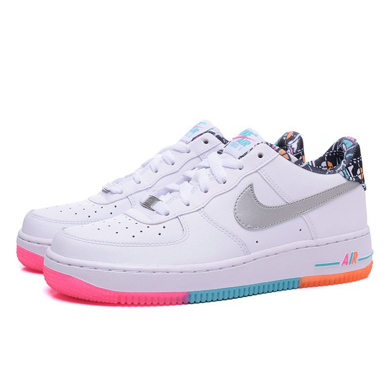 pink blue and orange air force ones