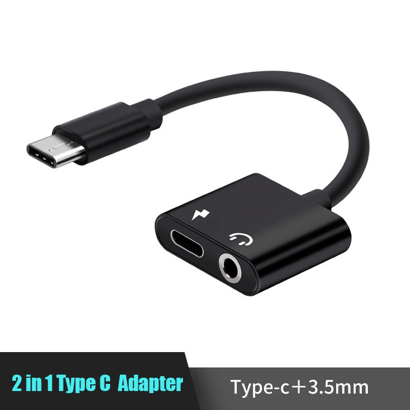 2 In 1 Dual Type C Adapter Charging Earphone Audio Charge Cable For Android Shopee Malaysia