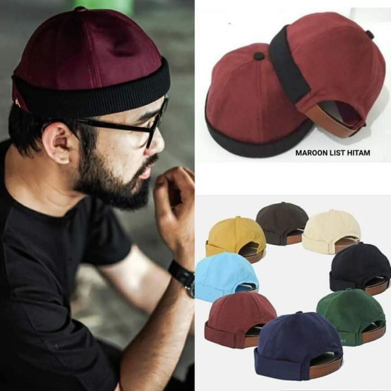 Aneka Warna & Kombinasi Warna Mikihat Topiah Topyah Kopiah Kepiah Brimless Hat Sailor Cap Peci Topi