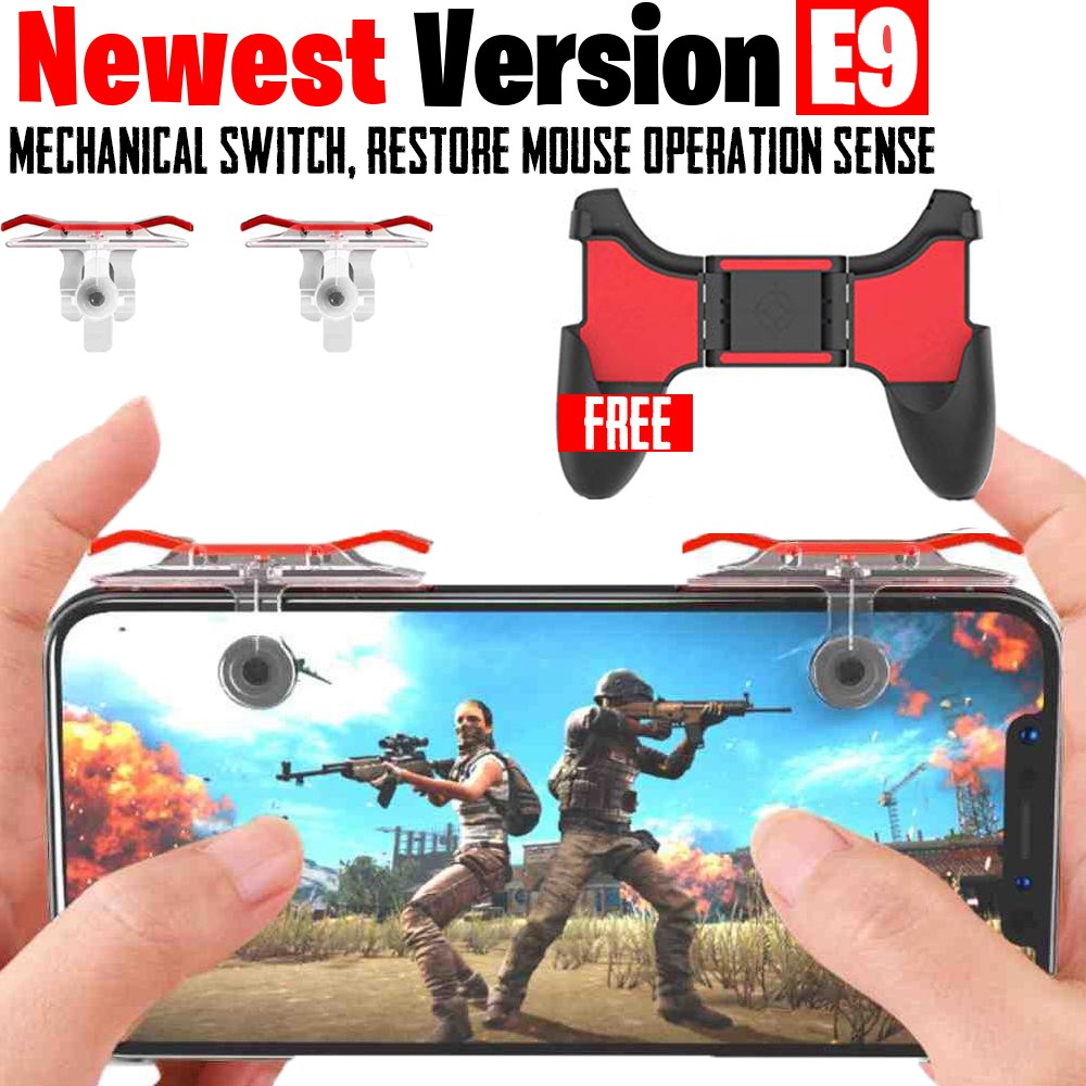 [BUY 1 FREE 1] PUBG Mobile Gamepad Controller E9 New Version Joystick All  In One - 