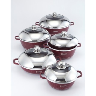 10 Dessini  Italy Non Stick Ceramic Coating Cooking Pot Set 