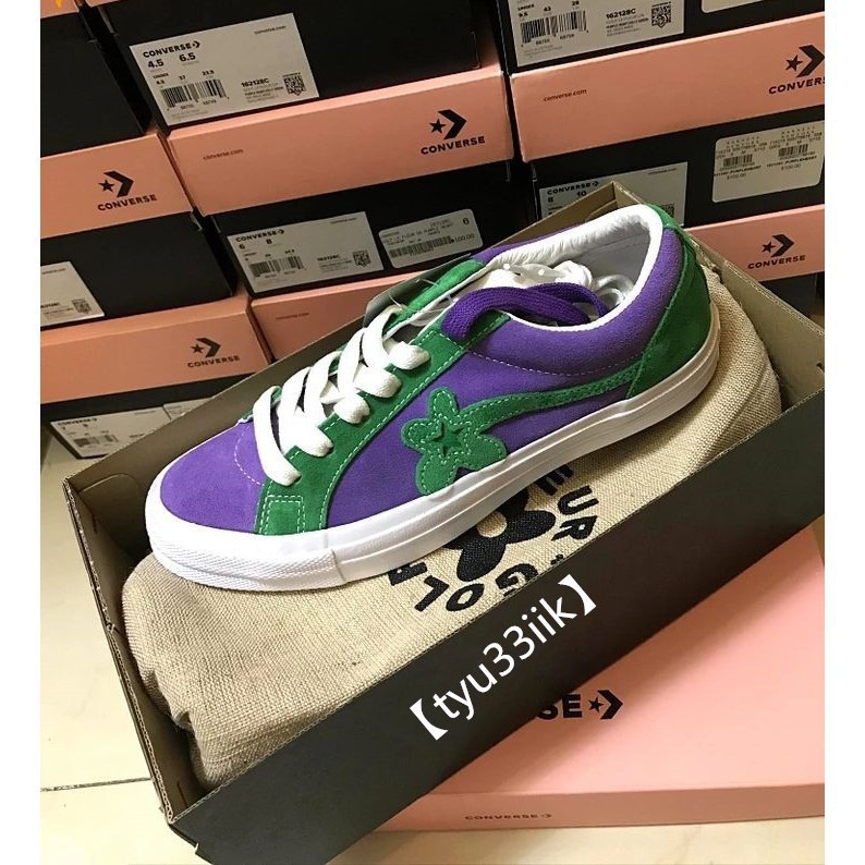 ❇✣◊CONVERSE X GOLF FLEUR ONE STAR co-branded purple and green flowers (real shot | Shopee