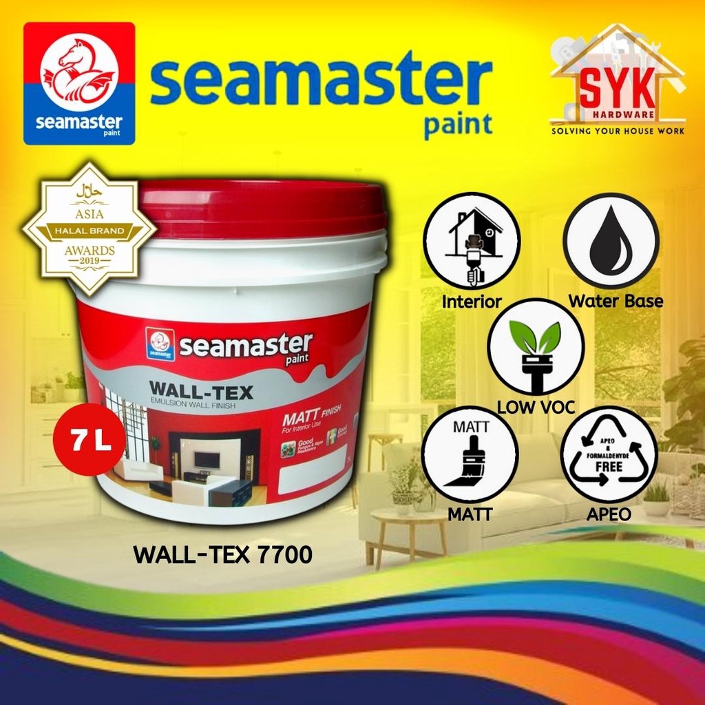 SYK Seamaster Wall-Tex (7 Liter) Interior Acrylic Emulsion Paint Wall ...