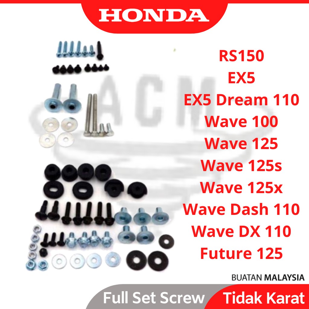 Honda Full Set Body Cover Screw and Nut Clip Coverset Skru Ex5 