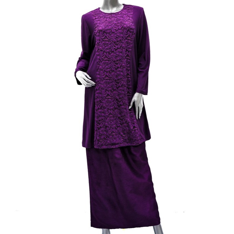 First Lady Plain Lace Modern Baju Kurung XS  L Shopee 