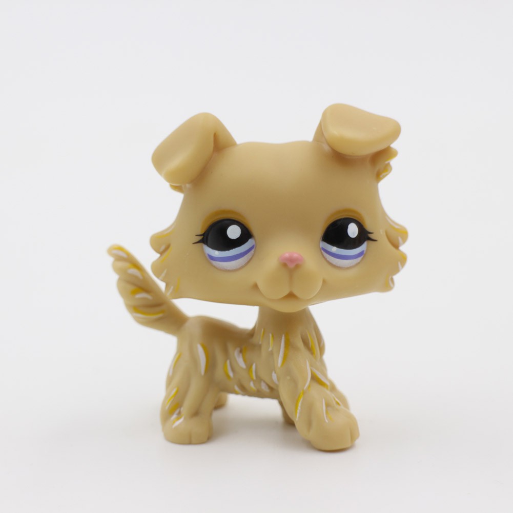 2pcs Littlest Pet Shop LPS Purple Yellow Collie Dog Blue Eyes #1676#1194  Toy