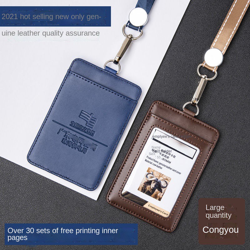 Leather Work Certificate School Card Hanging Rope Badge Set Access Bus 