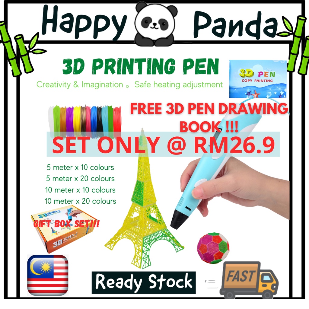 Ready stock 3D Printer Printing Pen Crafting Doodle Drawing Arts Printer PLA Filaments 3D Pen PLA Filament Creative Tool