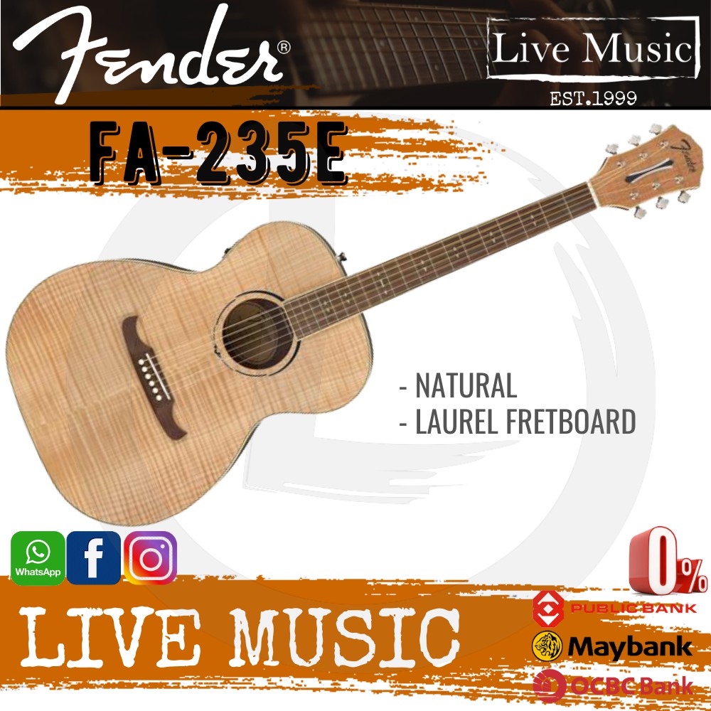 Fender FA235E Concert AcousticElectric Guitar Natural (FA235E/FA