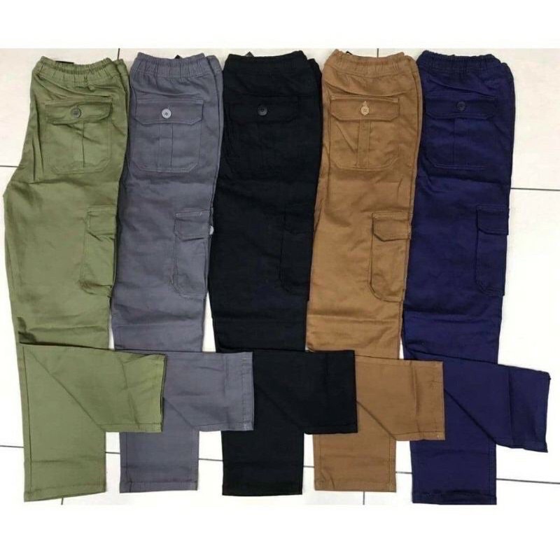 🔥Stock ready💯 Unisex Seluar Kargo Slack six Poket Unisex Tactical Elasticated Waist Slim-Fit