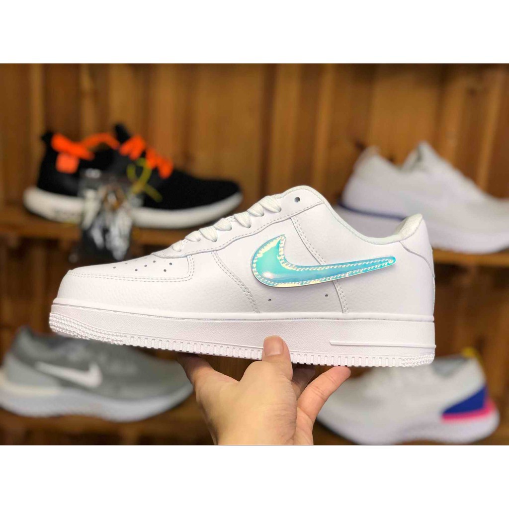 white air force 1 with holographic tick