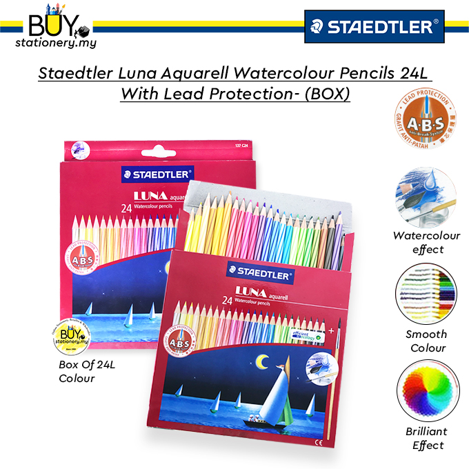 Staedtler Luna Aquarell WaterColour Pencil Lead Protection 24L - (BOX) [Spend RM70 for Free Gift] Water colour Warna Air
