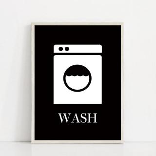 Wash Dry Press Laundry Sign Wall Decor Black White Wall Art Canvas Painting Poster Laundry Art Print Pictures For Bathroom Shopee Malaysia
