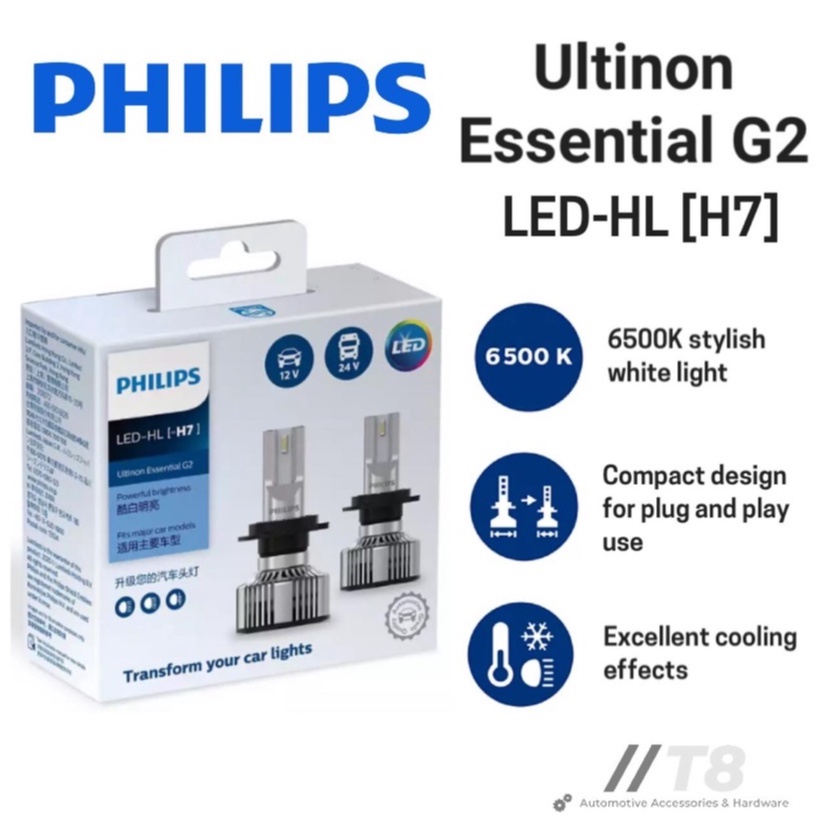 Philips Ultinon Essential G2 LED Headlight Bulb 11972UE2X2 LED-HL H7 ...