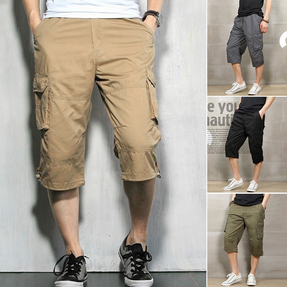 three quarter length cargo shorts