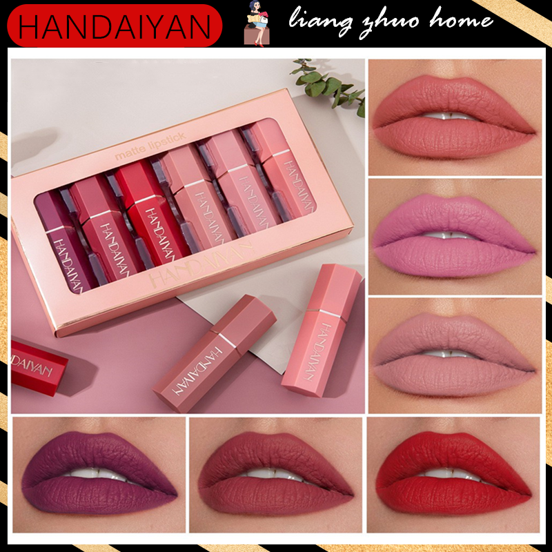 [Ready Stock] HANDAIYAN 6pcs Matte Lipstick Set Waterproof Makeup Long ...