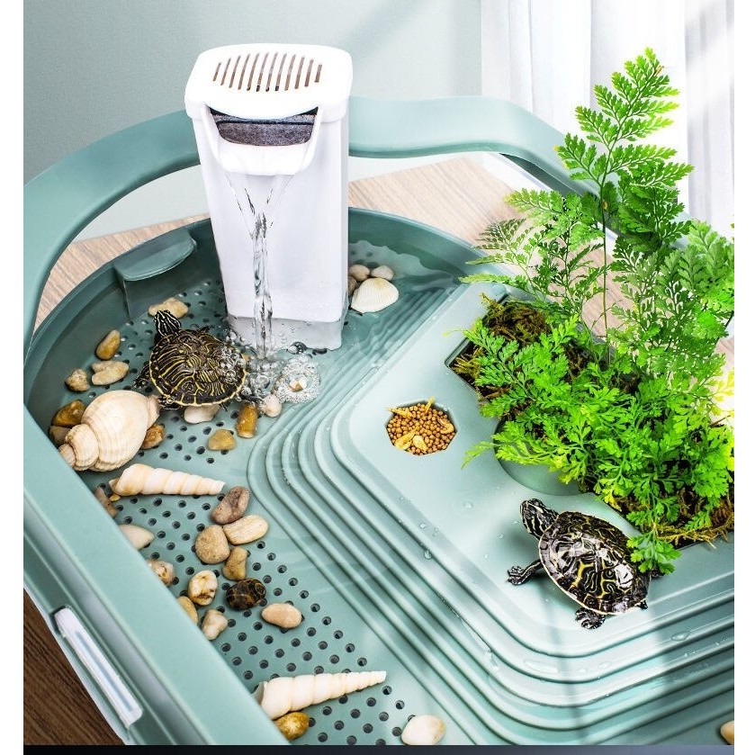 Ready Stock Drainage Basket Turtle Tank Aquarium Kura Climbing Terrace Landscape Planting Turtle Aquarium High Quality Terrace Landscape Villa Turtle Tank For Domestic Turtle And Tortoise Breeding Akuarium Kura Kura Tangki Kura Kura Tortoise
