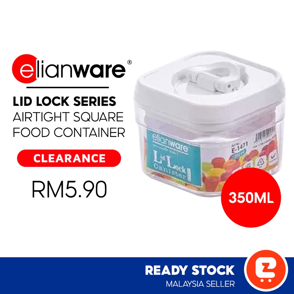 Elianware Lid Lock Airtight Square Canister Food Container Storage Milk
