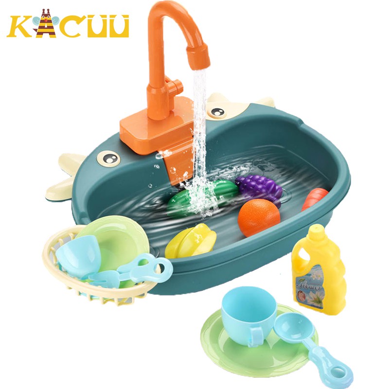 Kids Kitchen Toys Simulation Electric Dishwasher Pretend Play Mini Kitchen Food Educational Summer Toys Role Playing Girls Toys