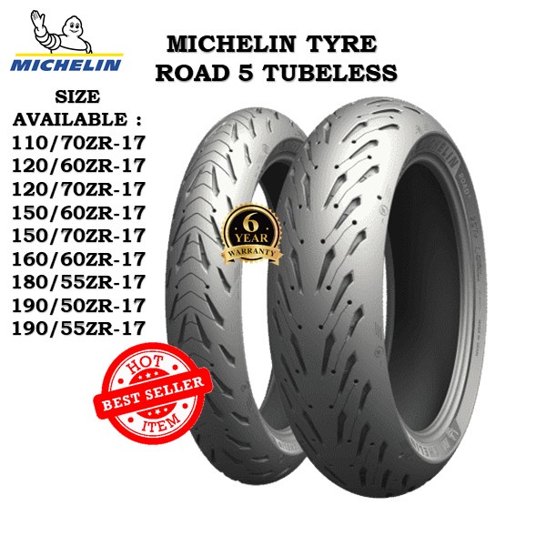 Tayar Michelin Pilot Road 5 110 70 Zr17 150 60 Zr17 Shopee Malaysia