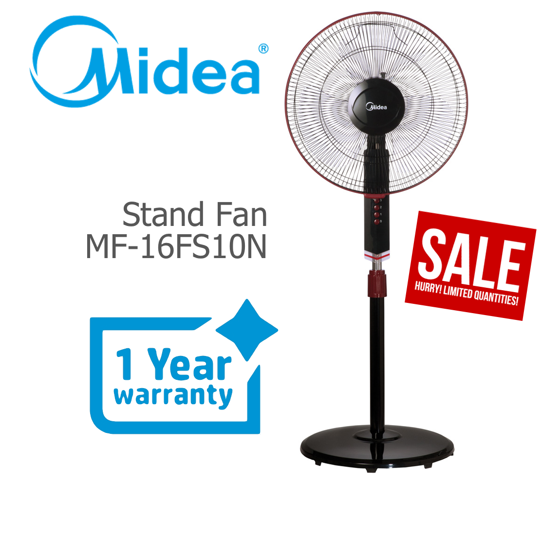 Midea Mf 16fs18c 16 Stand Fan Midea 3 Blade 16 Stand Fan Mf 16fs10n Shopee Malaysia