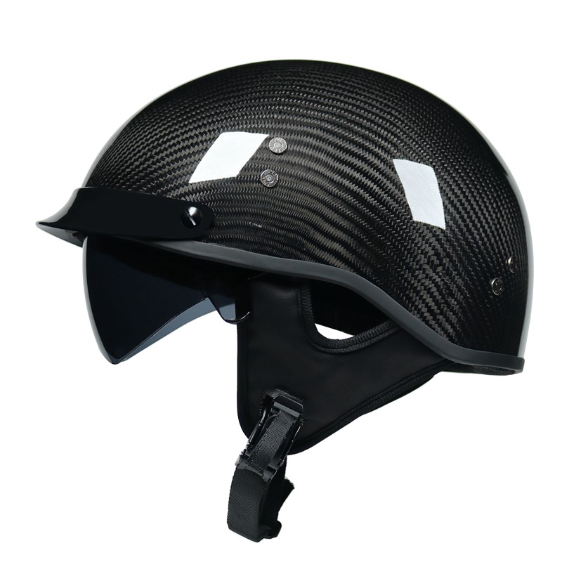 Harley motorcycle helmet retro carbon fiber half helmet builtin small