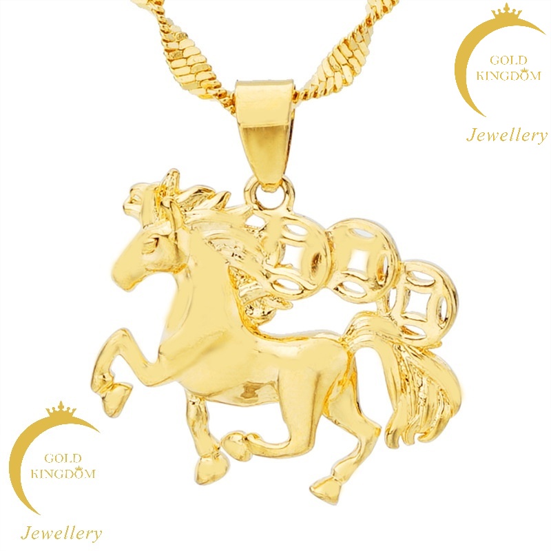 Goldkingdom Fashion Ready Stock Korea Jewellery 24k Bangkok Zodiac Horse Pendant Cute Horse Necklace