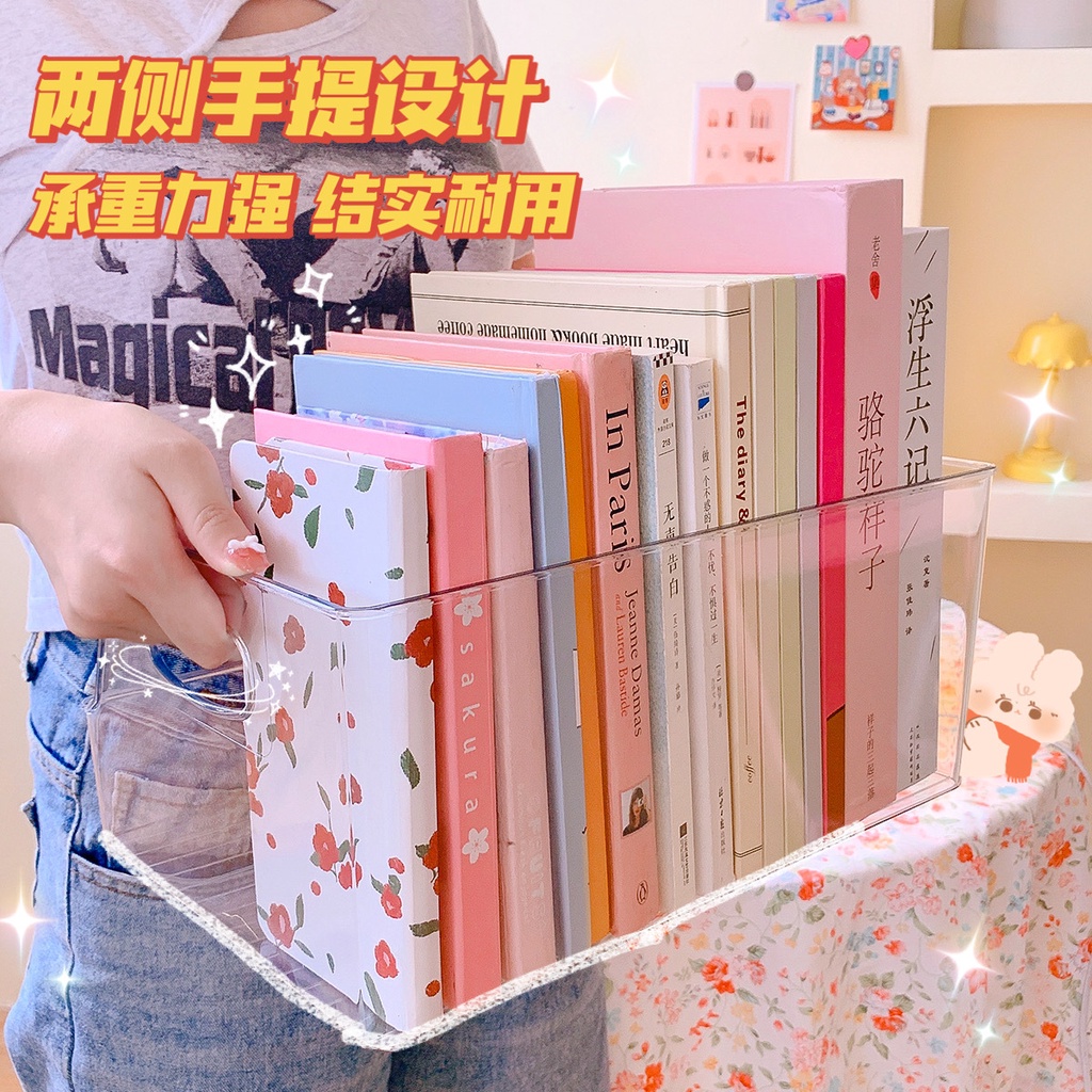 Transpa Acrylic Book Stand Desktop, 12×12 Paper Storage Shelves