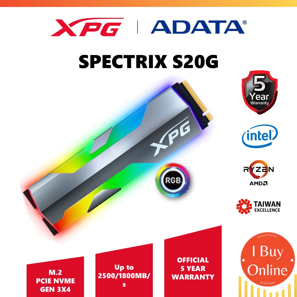 ADATA XPG SSD Spectrix S20G RGB M.2 2280 XPG Gaming PCIe NVMe (500GB ...