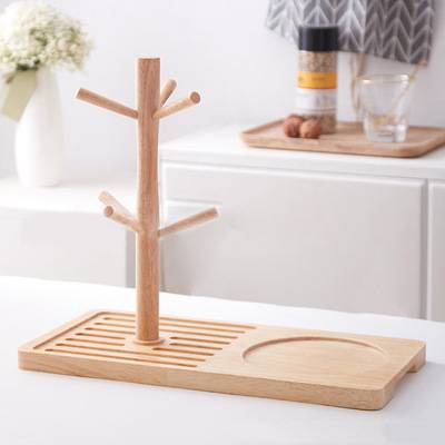 Wooden Mug Cup Holder Kitchen Rack Tea Coffee Tray