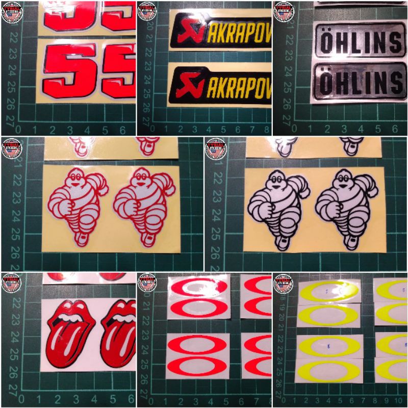 STICKERS MOTOR PELEKAT MOTOR LOGO VISOR OAKLEY MICHELIN OHLINS ...