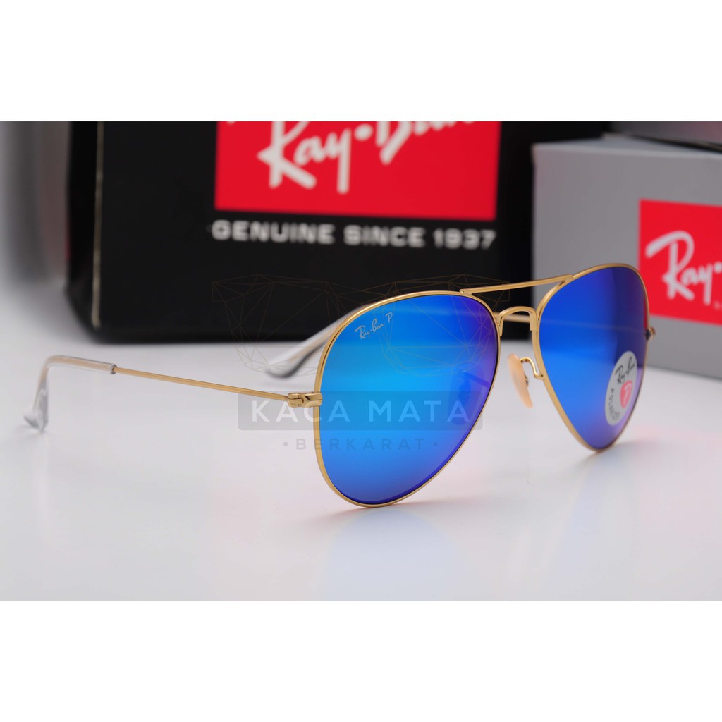 Brand Neworiginal Ray Ban Aviator Classic Sunglasses Rb3025 Polarised Flash Blue Mirror Shopee Malaysia