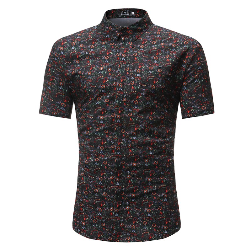 Men Floral Black Ready Stock Summer Bench Non Ironing Short