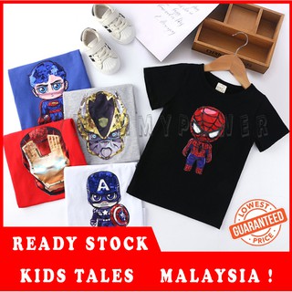 💥11.11 SALE💥[READY STOCK MALAYSIA] 1Y-8Y LED shirt MARVEL Kids Tales trendy superhero boy t-shirt berlampu LED
