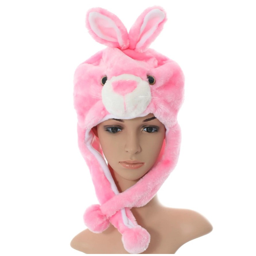 Topi Arnab Pink   Rabbit Hat (animal Hat) 