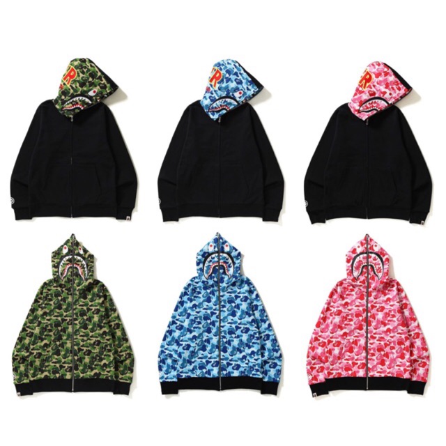 color camo reversible shark full zip hoodie