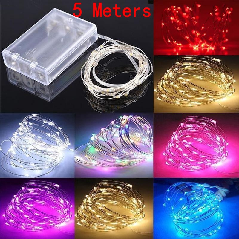 5m 50 LEDs Copper Wire String Light Fairy Xmas Wedding New Year Party Decor Lamp 