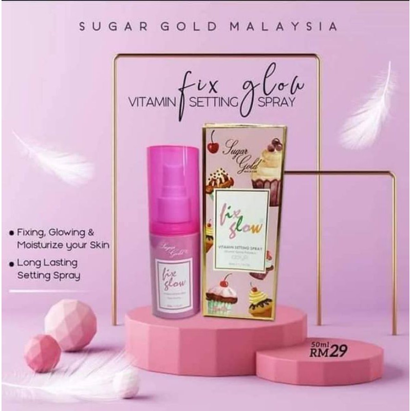 HOT SALE !! MAKEUP SPRAY FIX GLOW BY SUGAR GOLD