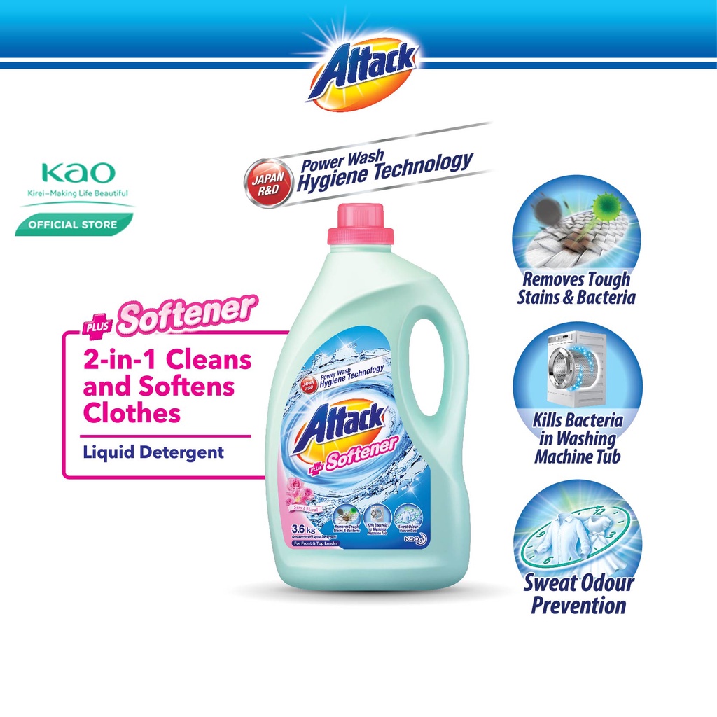 ATTACK Liquid Detergent plus Softener (LATS) 3.6kg Shopee Malaysia