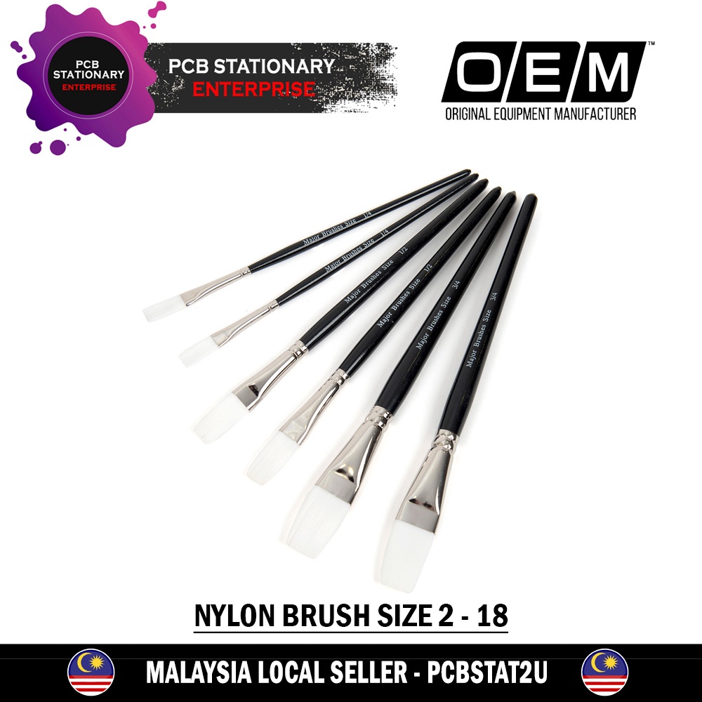 Nylon Watercolour Brush Flat/Paint Brush Size 0/2/4/6/8/10/12/14/16/18