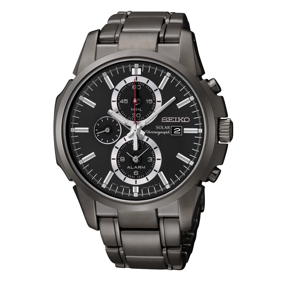 seiko solar black ion watch