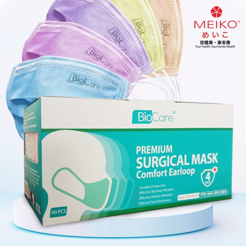 MEIKO X BIOCARE [ Rainbow ] Surgical Face Mask Earloop 4 Ply (50 Pcs