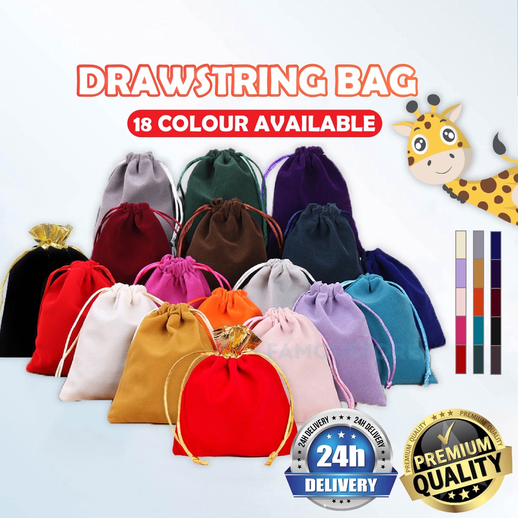 Velvet Drawstring Bag Jewelry Jewellery Pouch Doorgift Pouch Ornaments Lucky Storage Beg Emas Uncang Doorgift 绒布袋