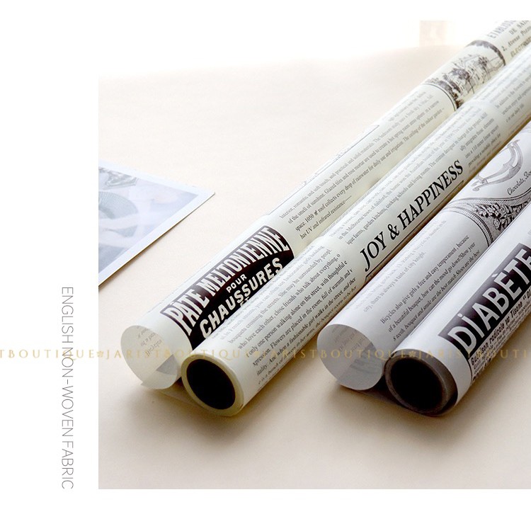 (Ready Stock) English Retro Newspaper Roll Bouquet Wrapping Paper 60 x